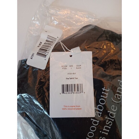 Andie Swim Bikini Set Large Tahiti Top Riviera Bottom Eco Nylon Black NWT - Picture 8 of 9